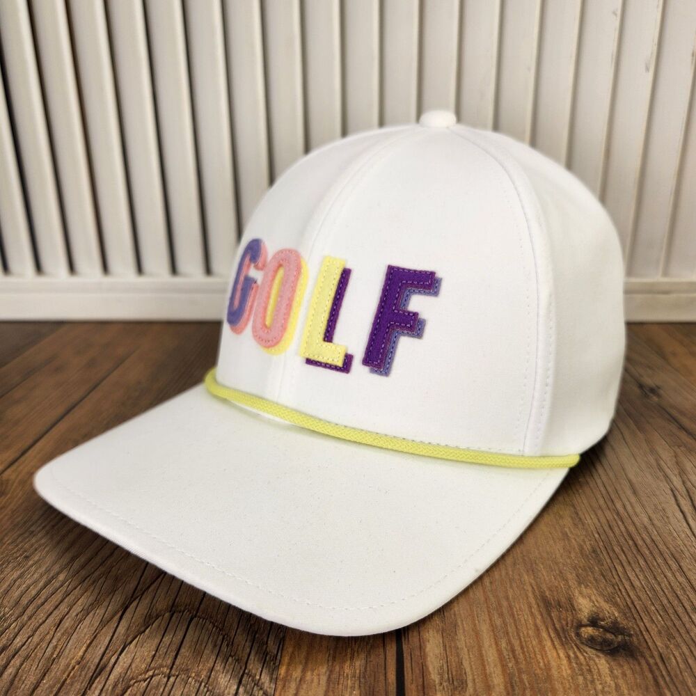 Swannies Haley Golf Hat White Pastel Lettering Snapback Womens Rope Sports Cap